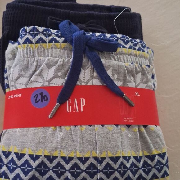 🎁Gap Men's 2 Pack Waffle Knit Thermal Jogger Pajama Pants Navy Gray sz XL $84 - Picture 6 of 7